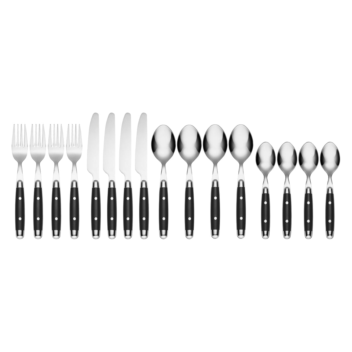 Black Rivet Silverware Set Flatware Retro Stainless