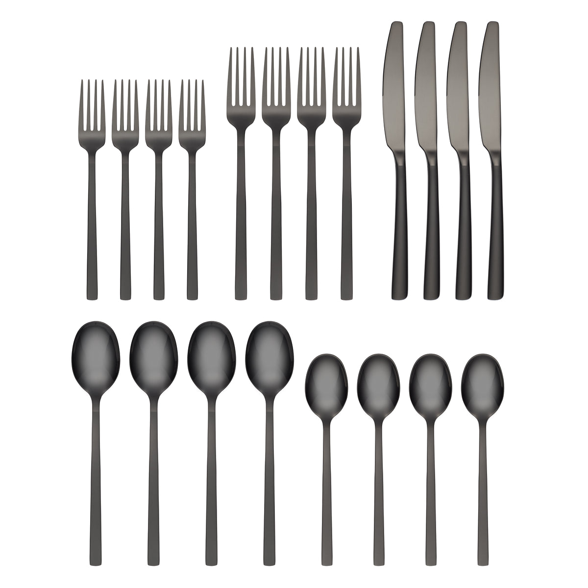 Cambridge Beacon Gold Mirror 20 Pc. Flatware Set, Black