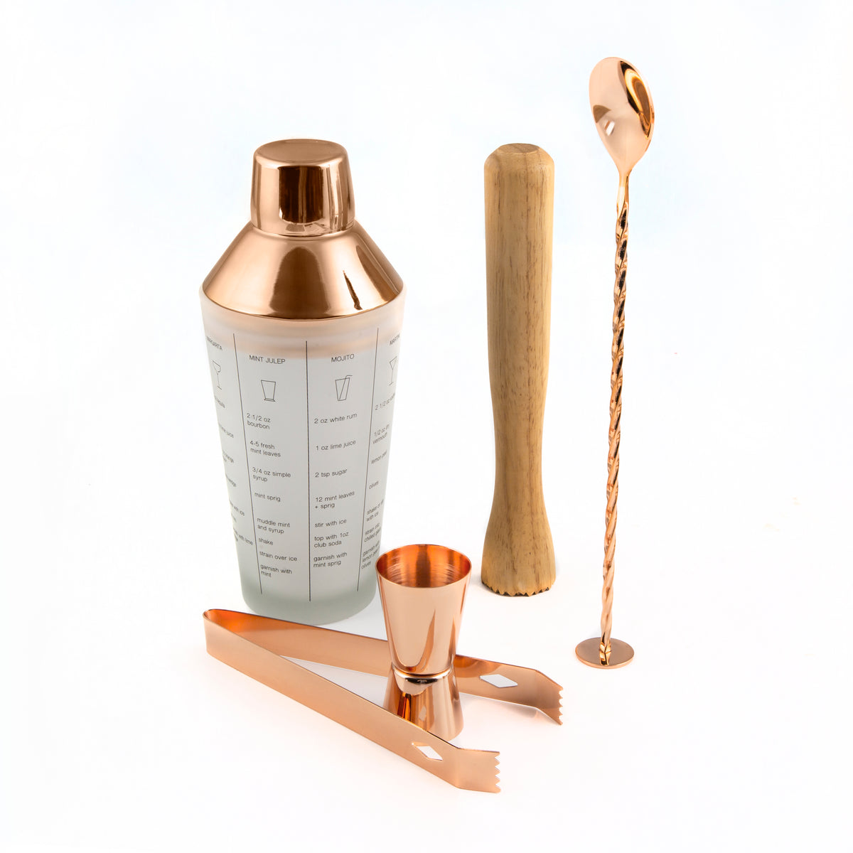 3 pc Copper Stainless Steel Martini Gift Set - 2 Large Martini