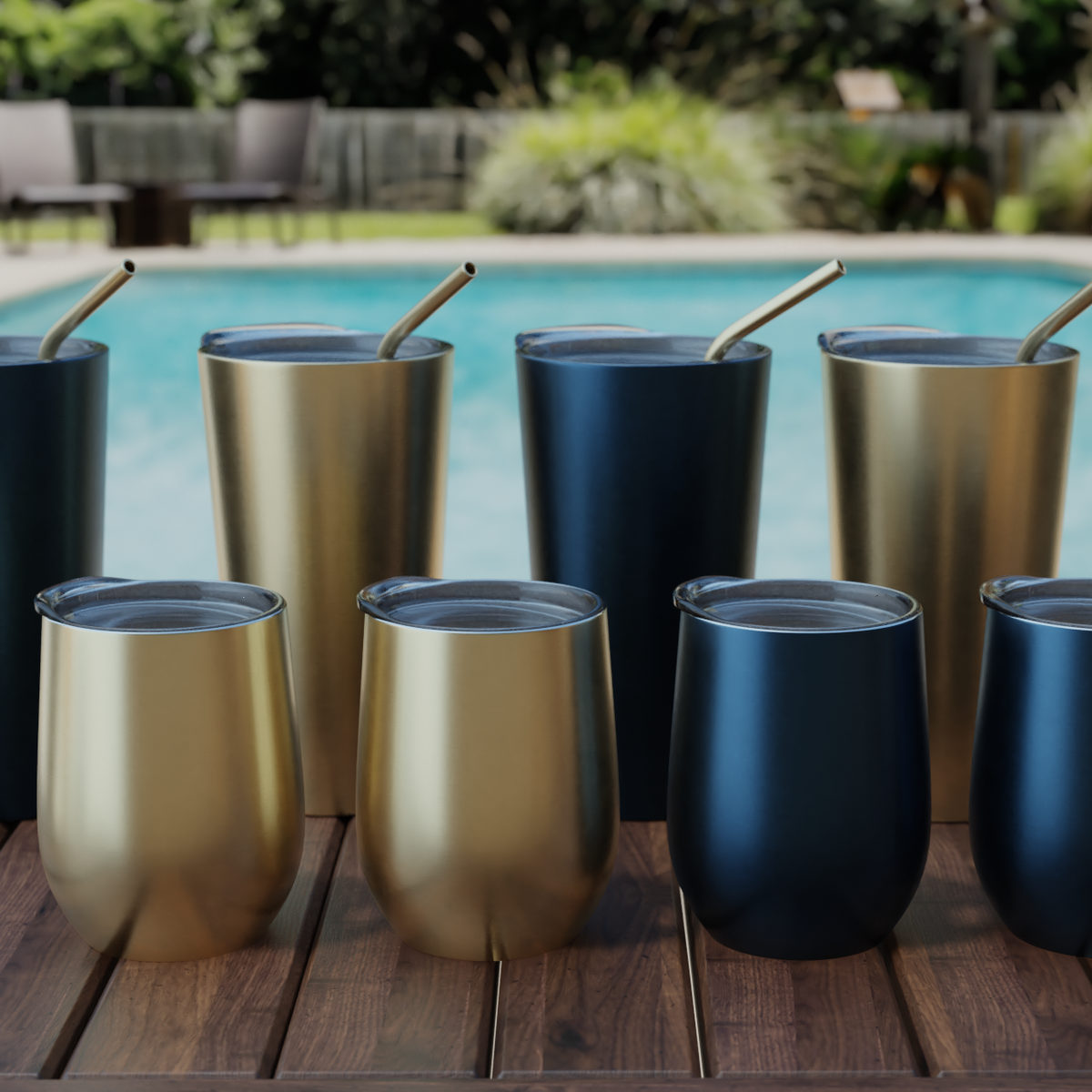 11 oz Insulated Navy Cocktail Tumblers, Set of 4 by Cambridge Home