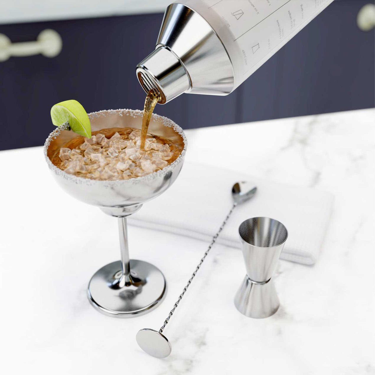 Stainless Steel Cocktail Shaker Drink Mixer Spoon Ounce Cup Cocktail Set  Cocktail for Martini Home Bar
