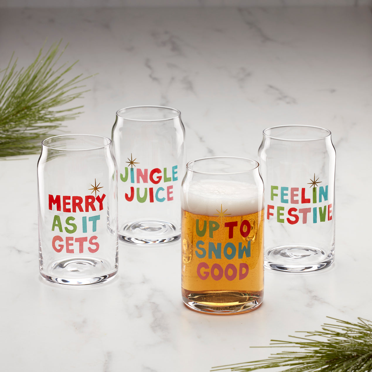 4pc SET-Funny Wine Glasses Goblets-NAUGHTY-NICE LIST-Christmas Bar Holiday  Decor