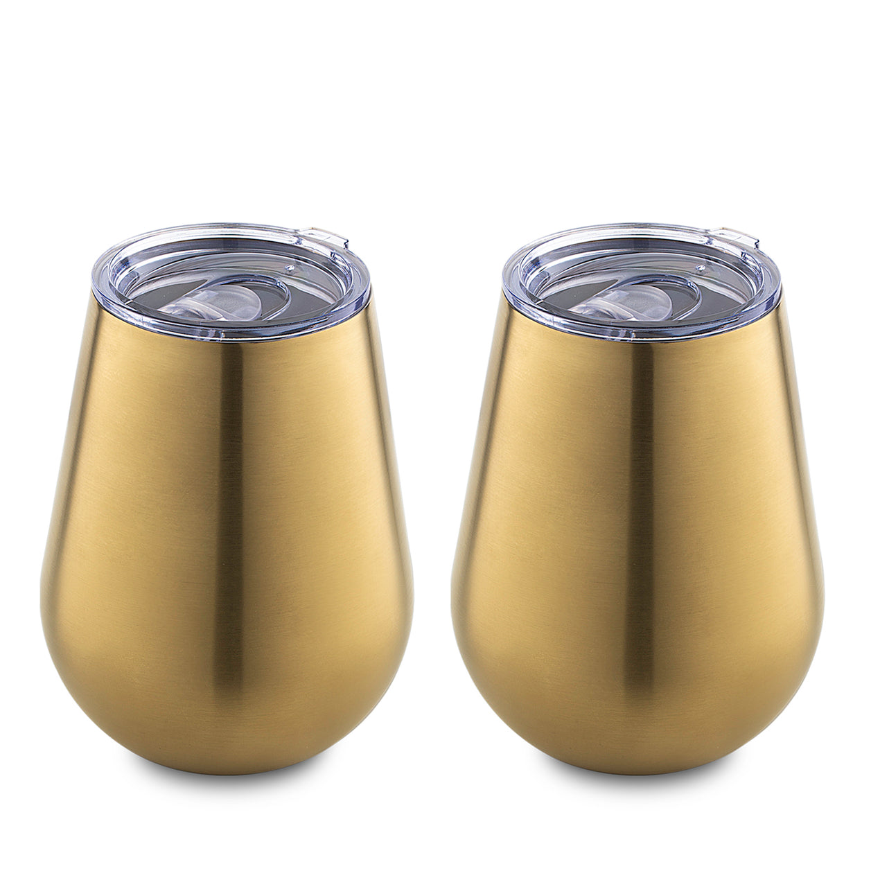 Cambridge Silversmiths 6 oz Set of 2 Insulated Brushed Gold Champagne Tumblers, Mulitcolored