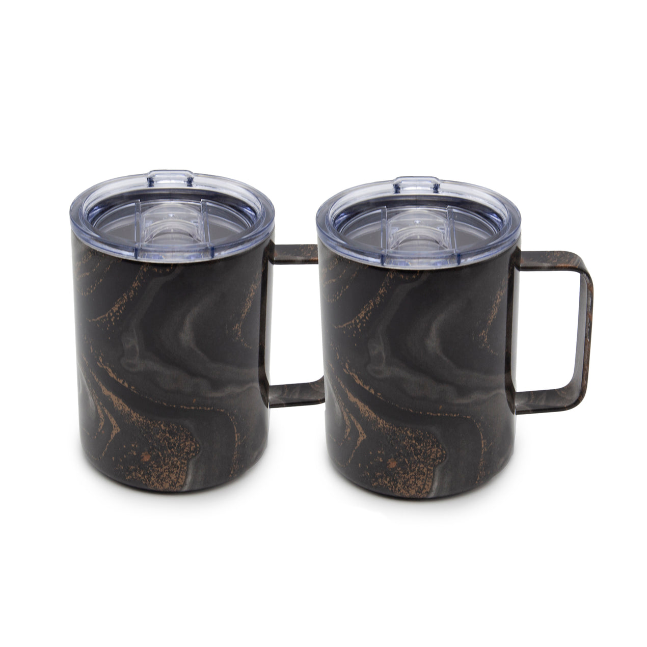 16 Oz Black Geo Insulated Coffee Mugs, Set Of 2 – Cambridge