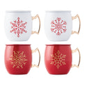 20 Oz Red/White Snowflake Moscow Mule Mugs, Set Of 4