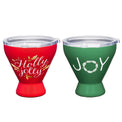 11 Oz Red & Green Insulated Cocktail Tumblers, Set Of 2