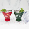 11 Oz Red & Green Insulated Cocktail Tumblers, Set Of 2
