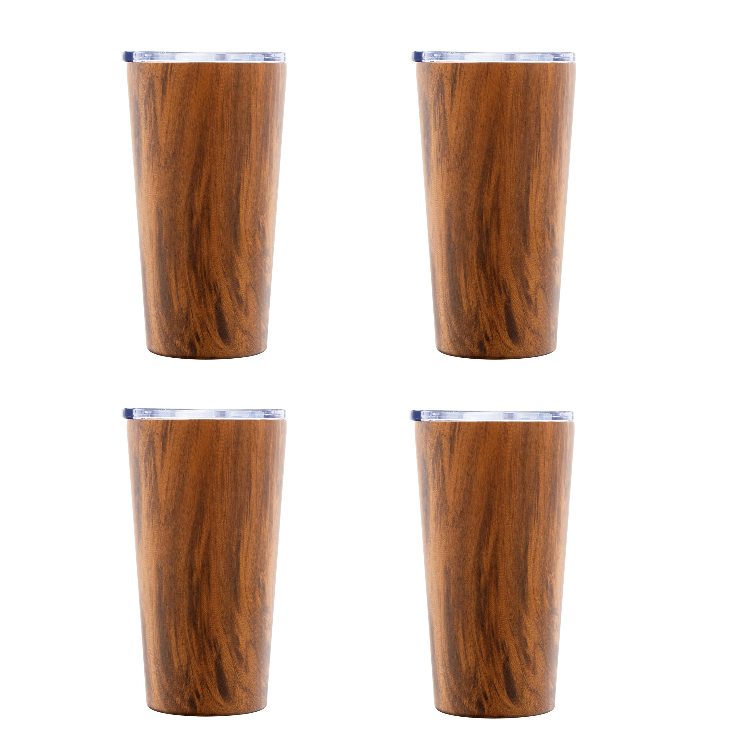 20 oz Wood Stainless Steel Highballs, Set of 4 by Cambridge Home