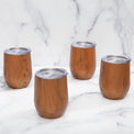 12 Oz Insulated Woodgrain Wine Tumblers, Set Of 4