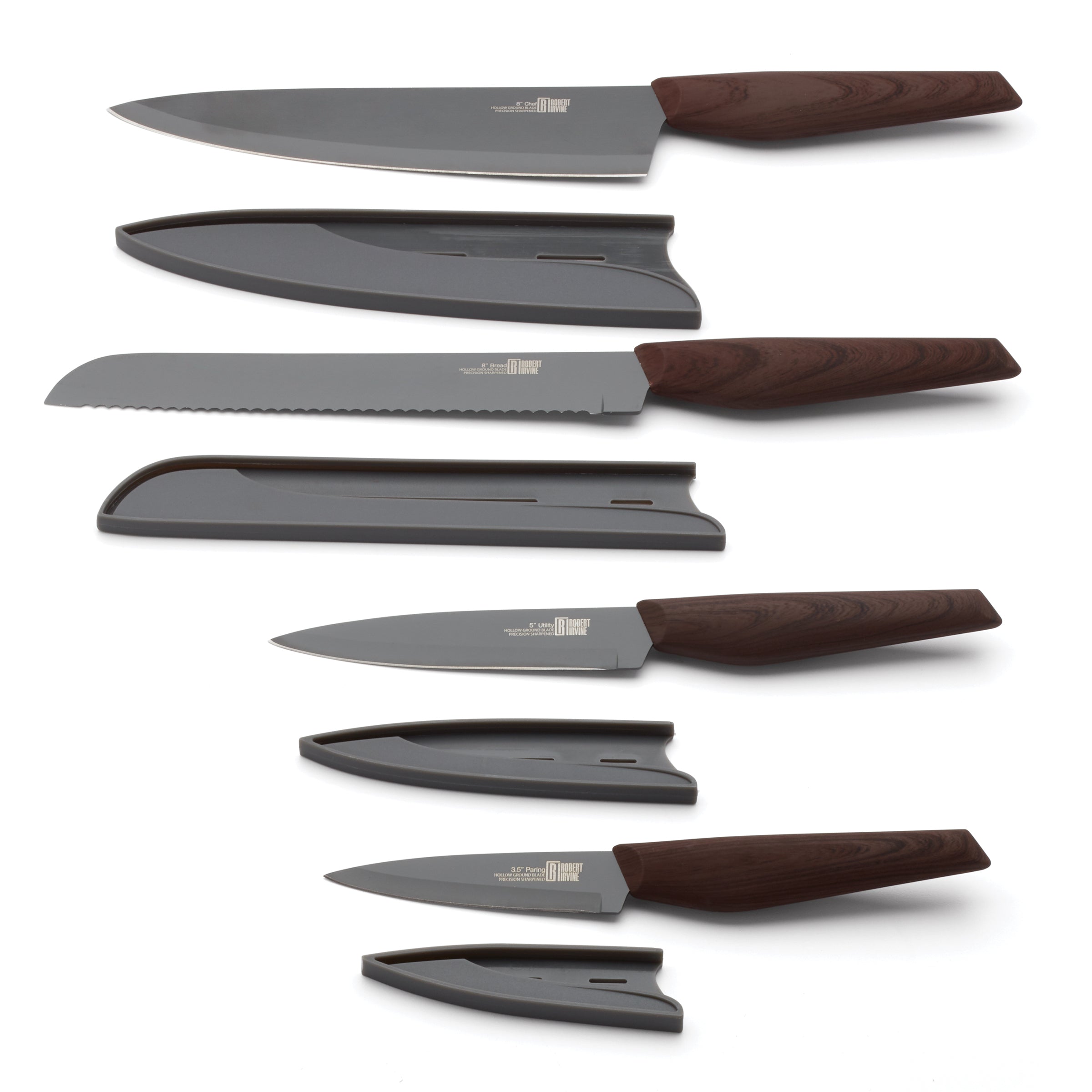 6 Piece Paring Knife & Sheath Set, Grey, Plastic Sold by at Home