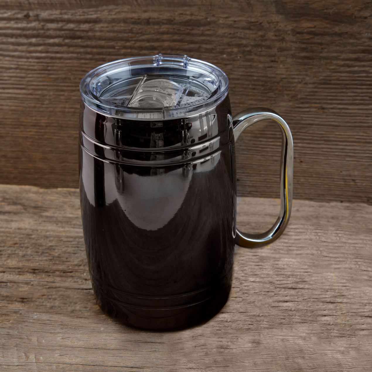 Double Barrel 17 oz. Insulated Stainless Steel Beer Mug with Lid