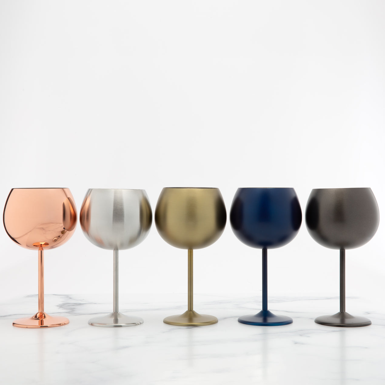 Vintage Brass Wine Glasses Gold Metal Stemware Cups Set of 4