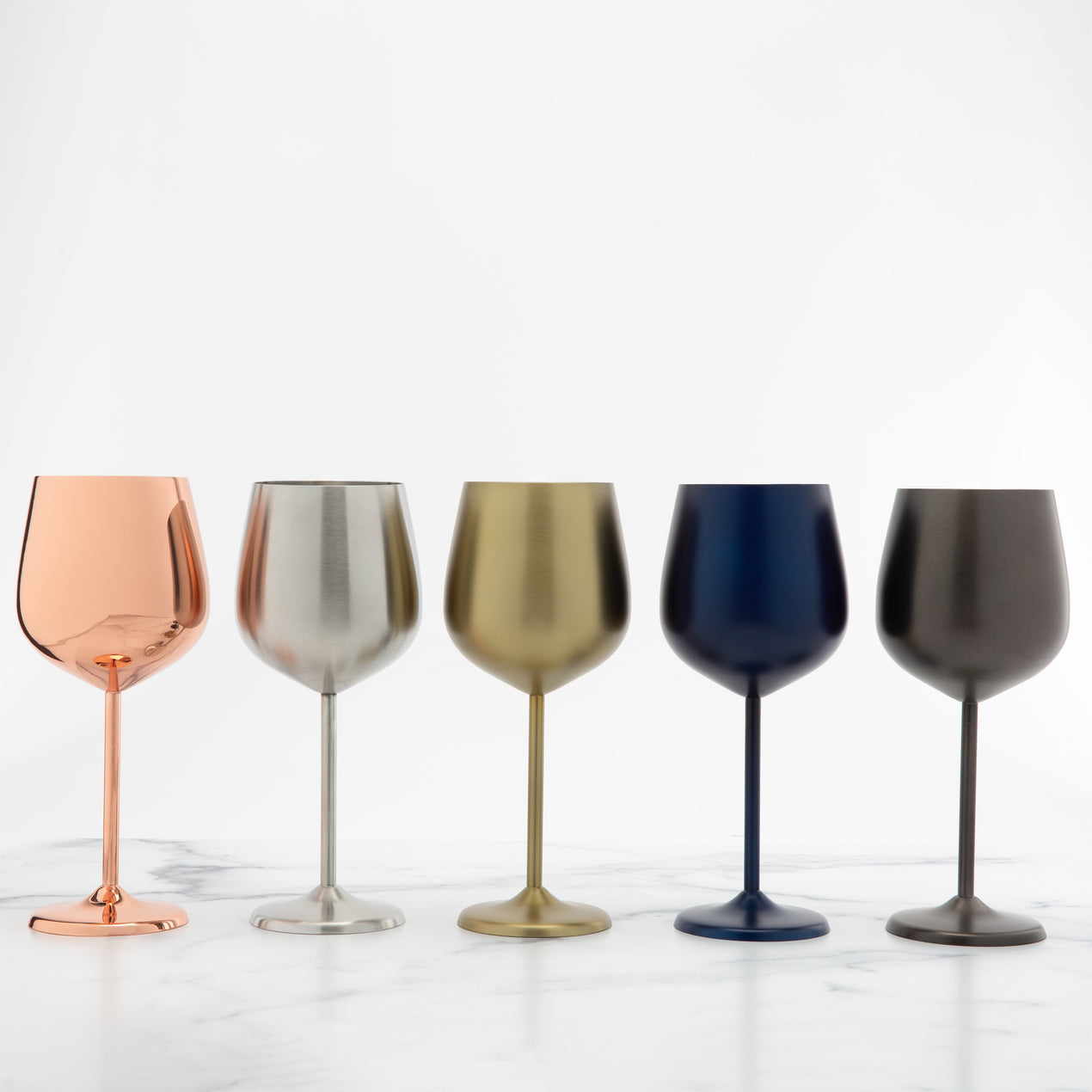 Stainless Steel Stemmed Globet Wine Glasses