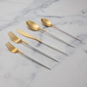 Mazzy Gold with White-Handle 20-Piece Flatware Set