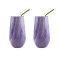 2 Pack of 16 oz Insulated Amethyst Purple Geode Straw Tumblers