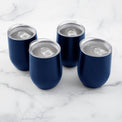 12 Oz Insulated Navy Wine Tumblers, Set of 4