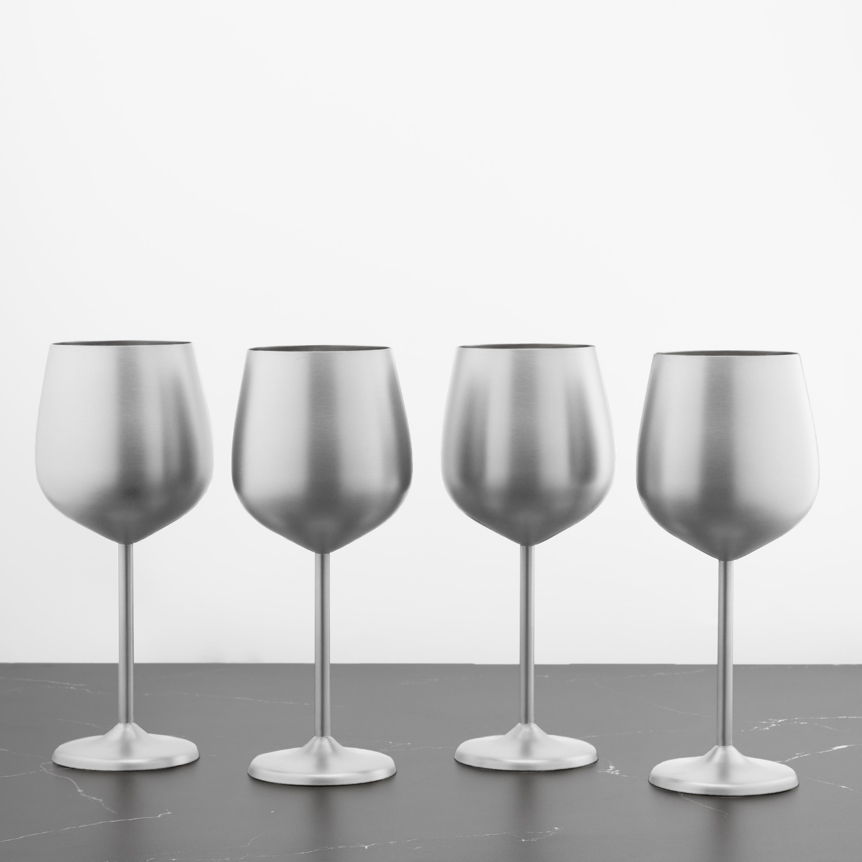 Cambridge 18 oz Stainless Steel White Wine Glasses, Set of 4 - Silver