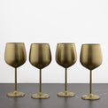 18 Oz Gold Stainless Steel White Wine Glasses, Set of 4
